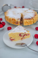 sweet home made cherry vanilla ricotta cake