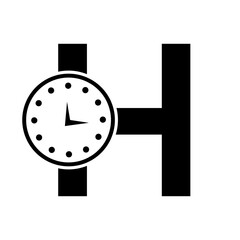 Letter H Clock Logo Design Vector Template