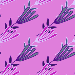 Flower seamless pattern. Abstract floral wallpaper. Doodle art style. Cute plants endless backdrop.