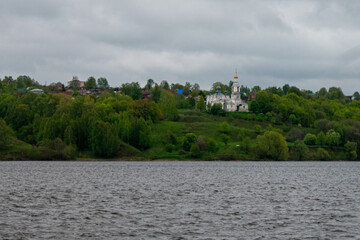 beautiful Christian monastery on the banks of the river