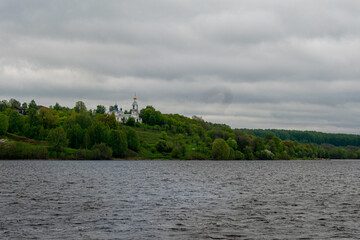 beautiful Christian monastery on the banks of the river