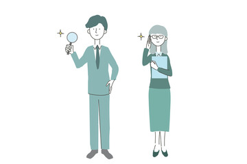 調査をするビジネスパーソン　イラスト