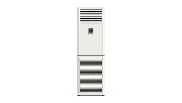 Big floor standing air conditioner blowing cold air, front view