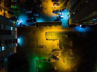 The capital of Vojvodina, Novi sad at night. Aerial photography.