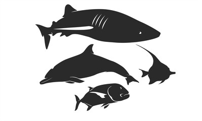 Silhouette Saltwater Animal Simple Vector Design