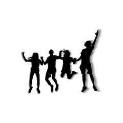 a group of jumping people. on a white isolated background