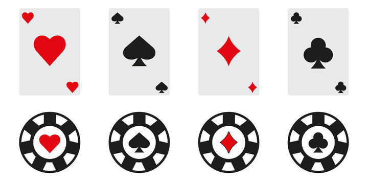 Poker chips and cards. Concept on white background. Poker casino vector illustration. eps10