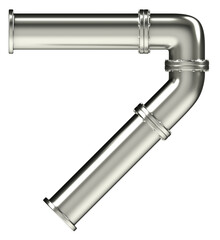 Number 7 made of steel pipes, isolated on white, 3d rendering