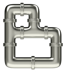 Letter B made of steel pipes, isolated on white, 3d rendering
