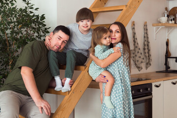 Loving family boy with Down syndrome
