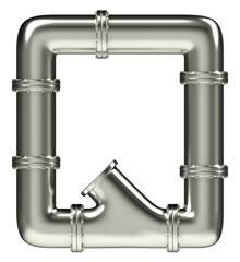 Letter Q made of steel pipes, isolated on white, 3d rendering