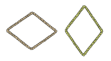 Rhomb rope frame vector illustration.  Rhombus shaped border decoration element.  © Yovannah