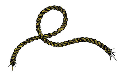 Hand drawn ink rope illustration. Cartoon thread vector.