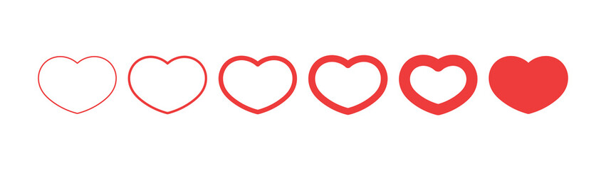 Heart shape icons. Set of pictogram hearts.