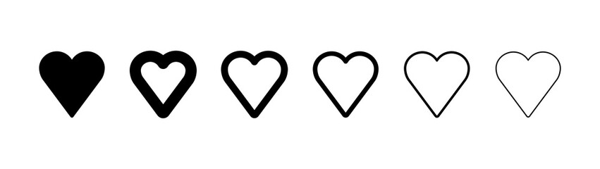 Heart shape icons. Set of pictogram hearts.