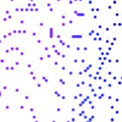 Neon purple and blue dots on white vector background