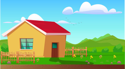 Naklejka premium landscape with house