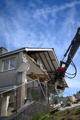 Fototapeta premium Property Demolition. A row of houses in united kingdom being demolished for land regeneration