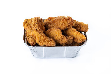 Crispy Kentucky fried chicken in box isolated on white background
