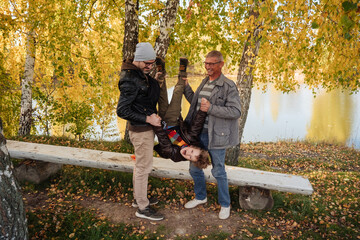 Rear View Of Male Multl Generation Family autumn