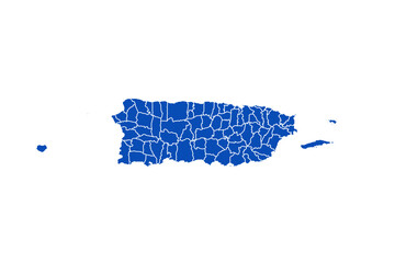 Puerto Rico Map blue Color on White Backgound