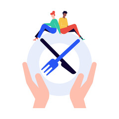 Empty plate - modern colorful flat design style illustration