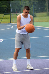 A Nineteen Year Old Teenage Boy Playing Basketball