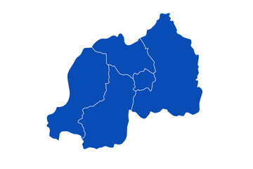 Rwanda Map blue Color on White Backgound