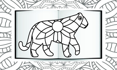 Chinese Zodiac Animals Tiger Coloring Page.Decorative tiger - winter on a white background. Vector illustration. Coloring book for adults. Coloring page. Vector illustration.
