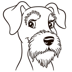 Airedale terrier dog cartoon illustration. Cute animal print for t-shirts, mugs, totes, stickers, nursery wall arts, greeting cards, etc.