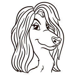 Afghan hound dog cartoon illustration. Cute animal print for t-shirts, mugs, totes, stickers, nursery wall arts, greeting cards, etc.