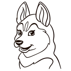Husky dog cartoon illustration. Cute animal print for t-shirts, mugs, totes, stickers, nursery wall arts, greeting cards, etc.
