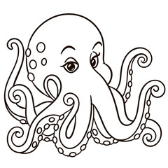 Octopus cartoon illustration. Cute animal print for t-shirts, mugs, totes, stickers, nursery wall arts, greeting cards, etc.