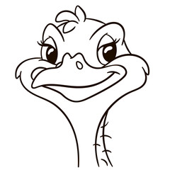 Ostrich cartoon illustration. Cute animal print for t-shirts, mugs, totes, stickers, nursery wall arts, greeting cards, etc.