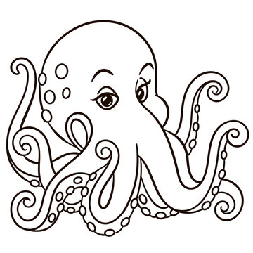 Octopus cartoon illustration. Cute animal print for t-shirts, mugs, totes, stickers, nursery wall arts, greeting cards, etc.