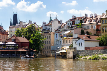 Fototapeta na wymiar the city of Prague, photographed from the Vltava river