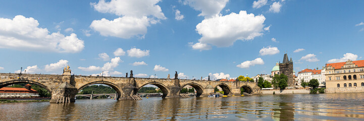 the city of Prague, photographed from the Vltava river