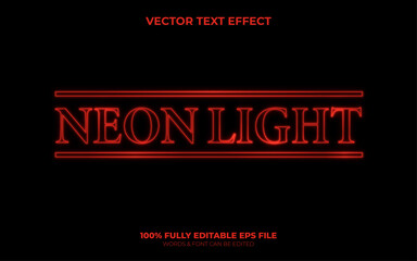 Editable Vector Text Effect Neon Light Glow Effect with Red Color Movie Text Title