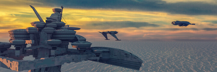 3d illustration of a spaceport © juanjo