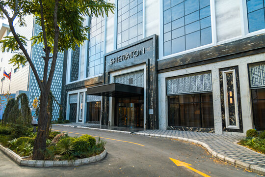 Bishkek, Kyrgyzstan - October 20, 2019: Sheraton hotel at Bishkek city, Kyrgyzstan