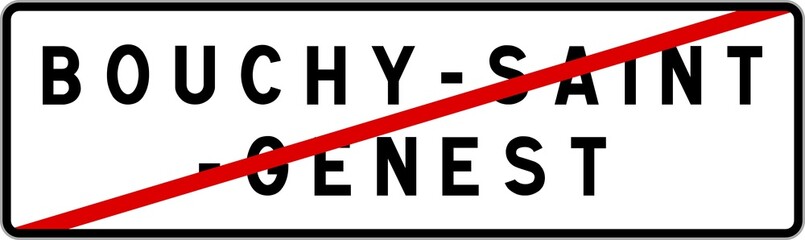 Panneau sortie ville agglomération Bouchy-Saint-Genest / Town exit sign Bouchy-Saint-Genest