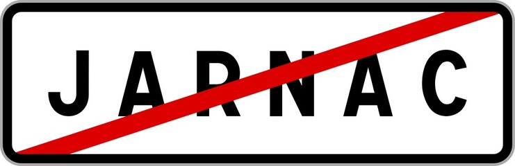 Panneau sortie ville agglomération Jarnac / Town exit sign Jarnac