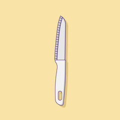 Kitchen Knife Vector Icon Illustration with Outline for Design Element, Clip Art, Web, Landing page, Sticker, Banner. Flat Cartoon Style