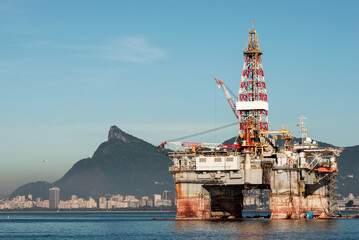 Oil Drilling Platform in Guanabara Bay in Rio de Janeiro, Brazil