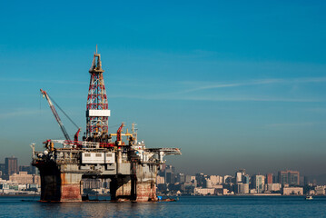 Oil Drilling Platform in Guanabara Bay in Rio de Janeiro, Brazil