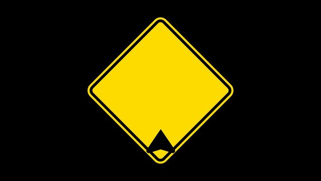 Left Winding Road Sign Animation, Yellow Road Symbol