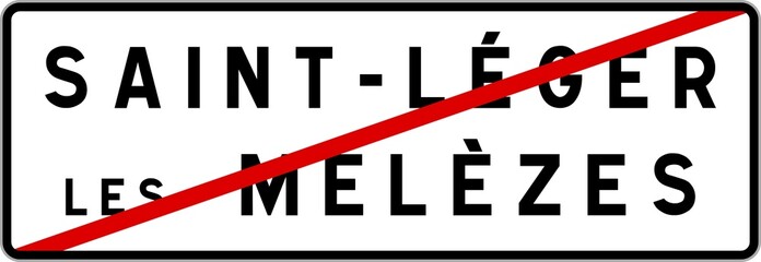 Panneau sortie ville agglomération Saint-Léger-les-Mélèzes / Town exit sign Saint-Léger-les-Mélèzes