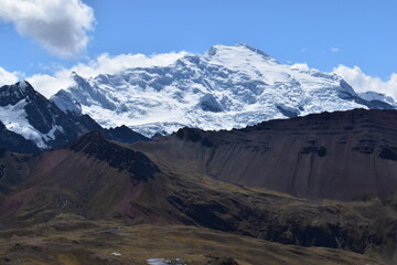 The Rainbow Mountain Vinicunca (Montana de siete colores) and the valleys and landscapes around it in Peru