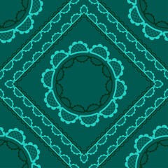 Vector abstract monochrome seamless pattern for the design of a shawl, scarf, napkin, headscarf , home textile, silk fabric. Green background.