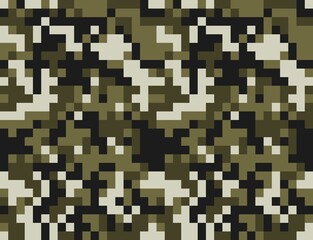 Abstraction pixel pattern camouflage, military shape texture, disguise.